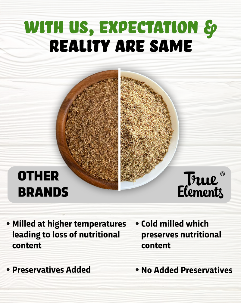 True Elements Flax seed powder cold milled expectation and reality are same
