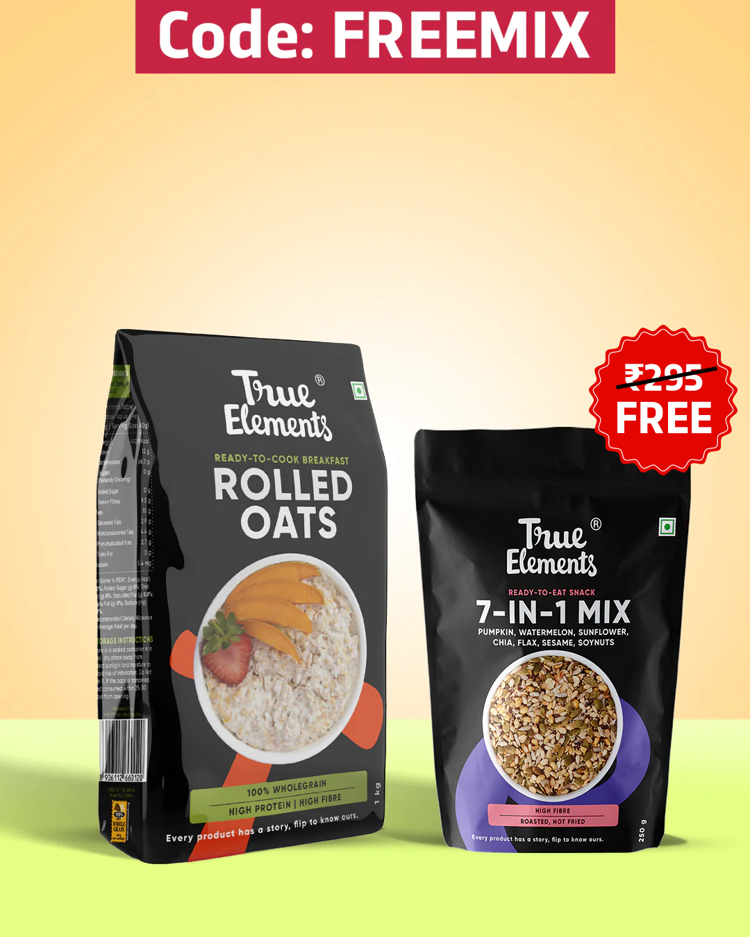 Free 7-in-1 Seeds Mix 250g with Rolled Oats 1 kg