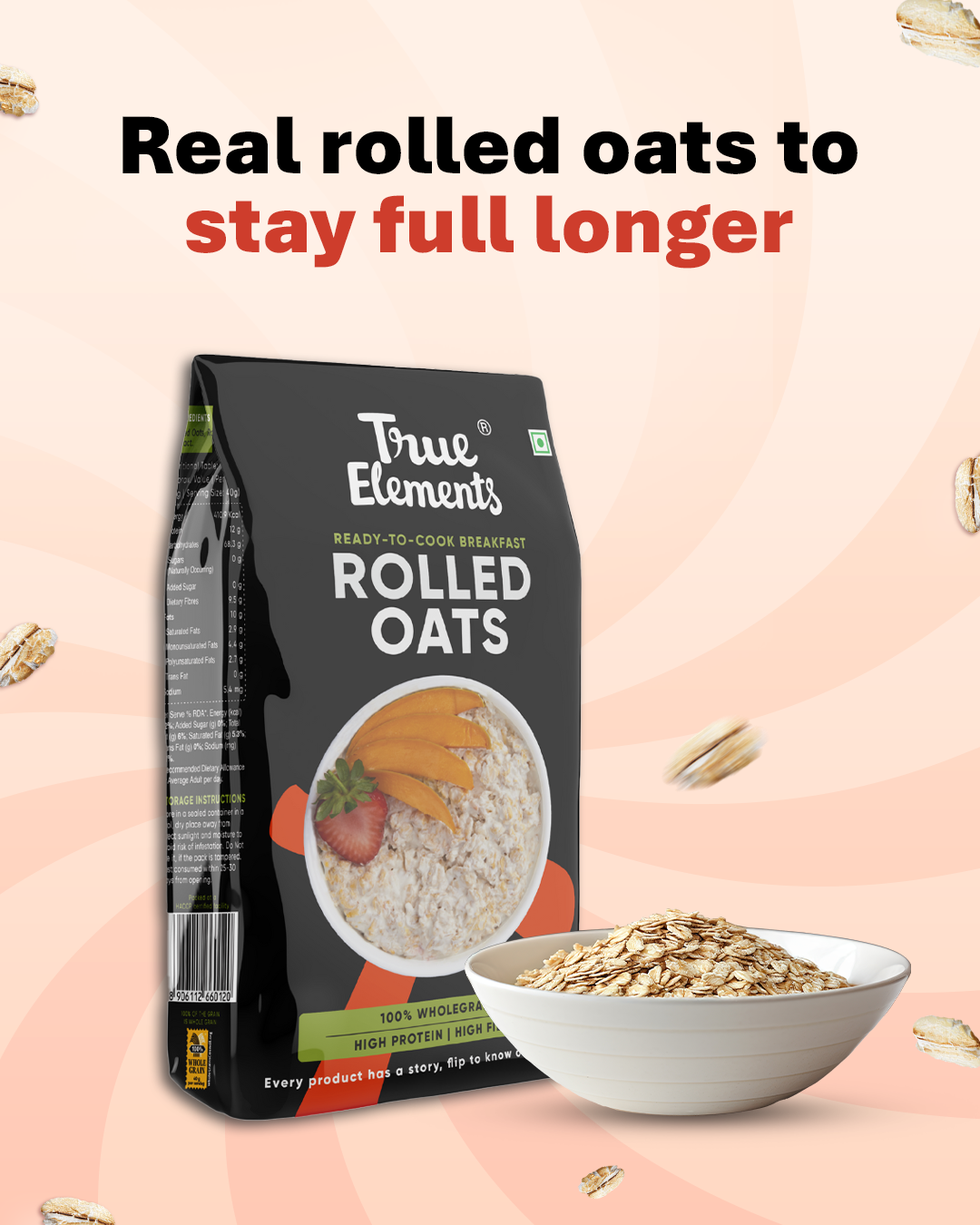 Rolled Oats 100% Dust Free, Uniform sized Oats 1kg