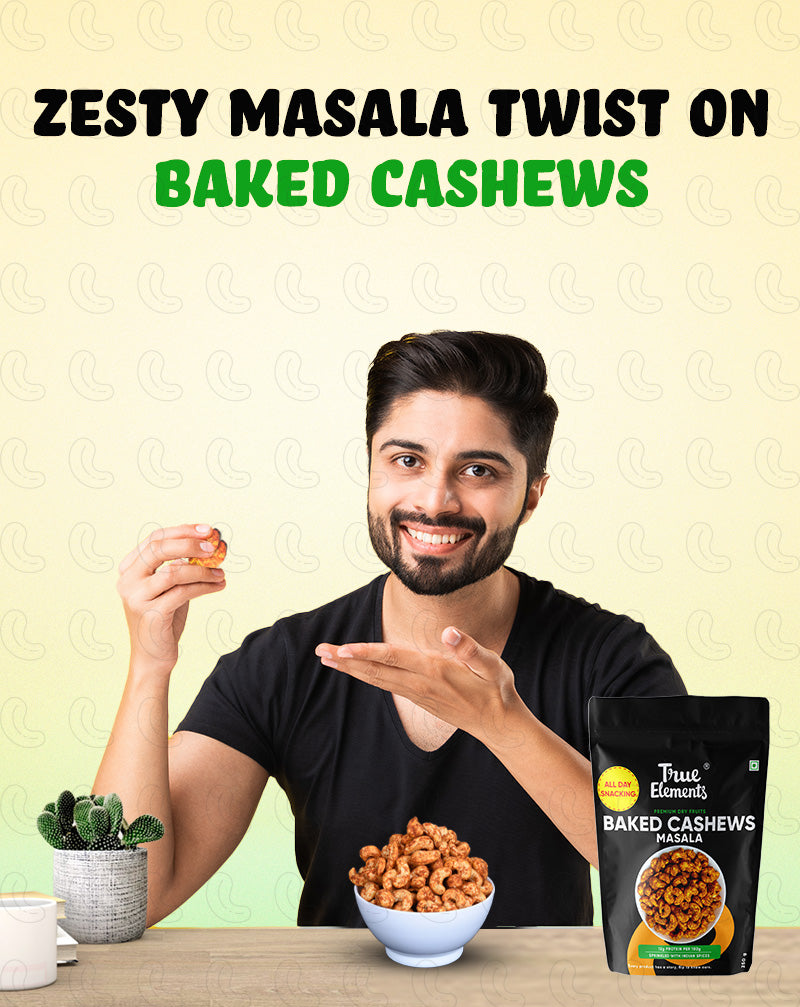 True Elements Baked Cashews Masala Dry fruits with Zesty Masala Twist