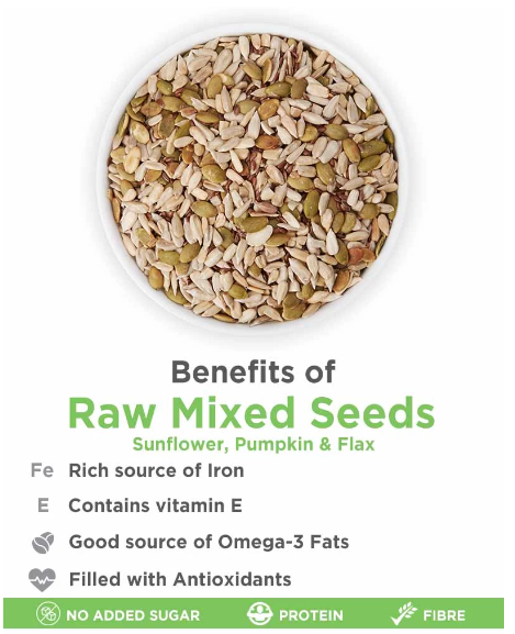 Benefits of mixed seeds (Sunflower, Pumpkin & Flax)