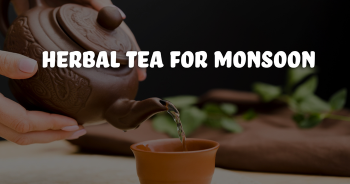 Pouring herbal tea in a cup