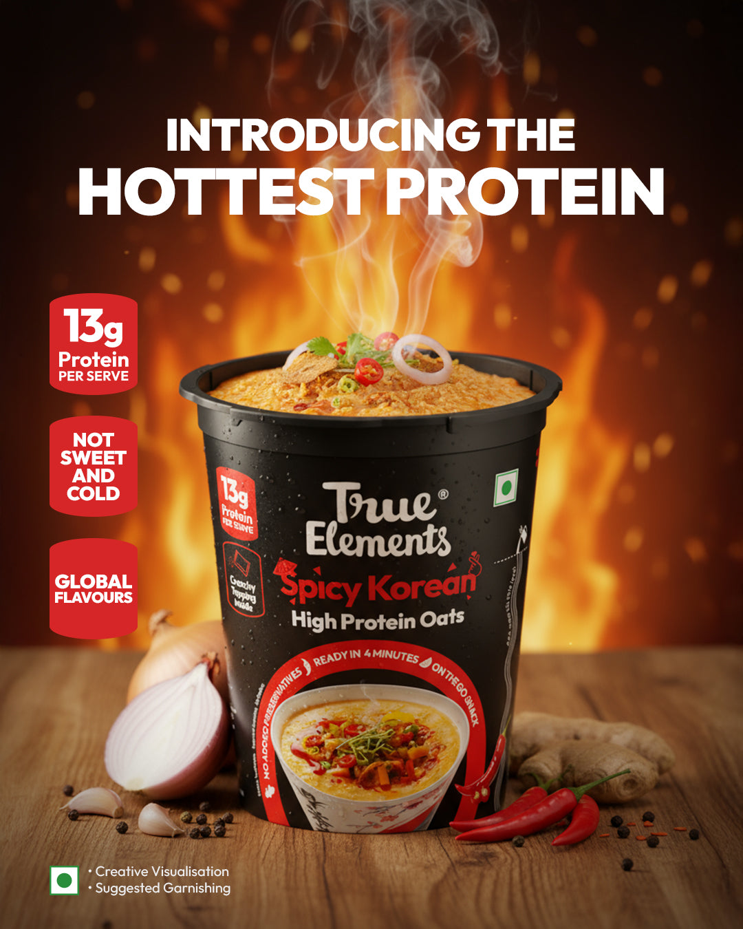 True Elements Spicy Korean Protein Oats