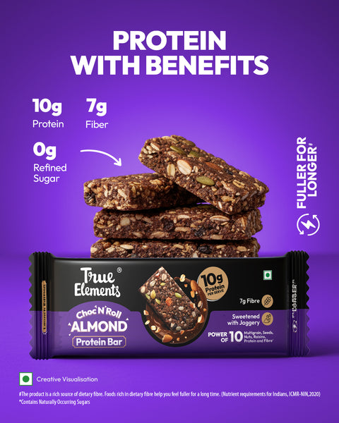 True Elements Choc 'N' Roll Almond Protein Bar 50gm (Pack of 6)