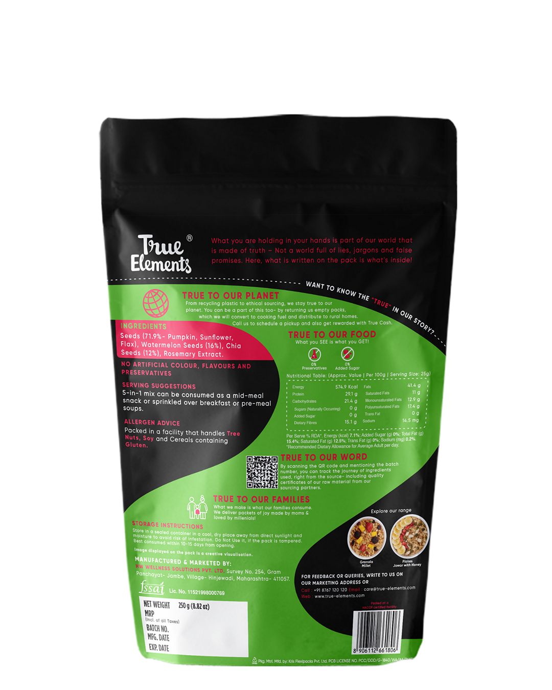 5 in 1 mix 250g ingredients and nutrition value