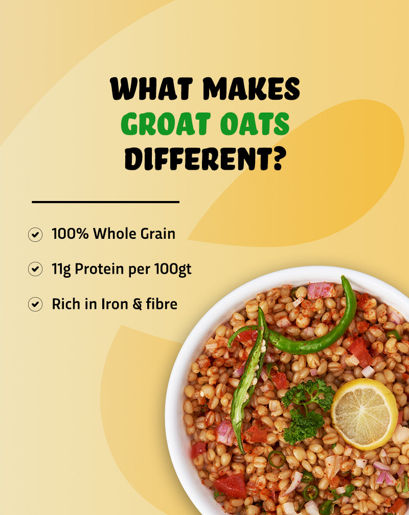 True Elements Whole Oat Groats have 11g Protein & is rich in Iron & Fibre