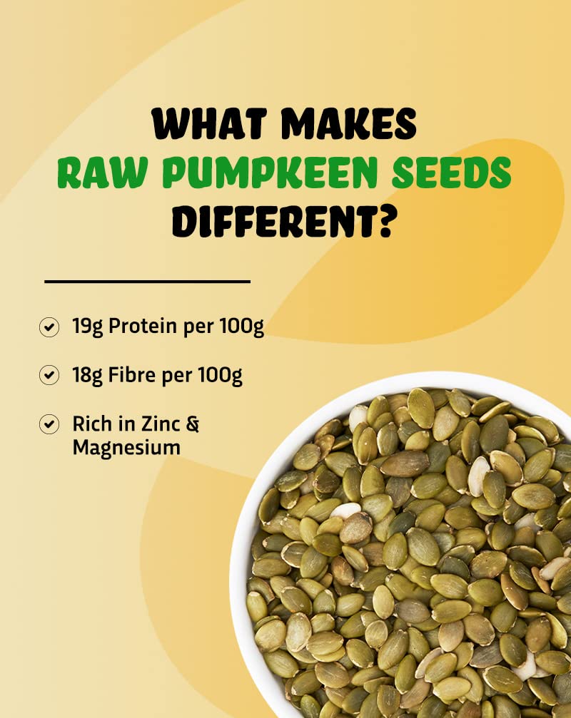 True elements pumpkin seeds consists of 19g Protein and 18g Fibre and is also rich in zinc and magnesium.