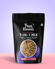 7 in 1 mix with pumpkin, watermelon, sunflower, chia, flax, sesame, & soynuts in 250g pouch.
