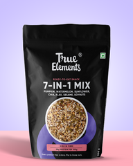 7 in 1 mix with pumpkin, watermelon, sunflower, chia, flax, sesame, & soynuts in 500g pouch.