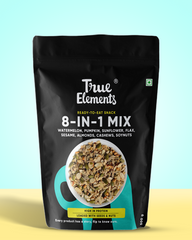8 in 1 mix with watermelon, pumpkin, sunflower, flax, sesame, almonds, cashews & soynuts in 500g pouch.