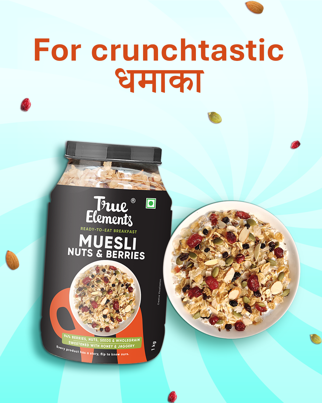 Crunch-loaded Nuts & Berries Muesli 1kg  - Fibre Rich