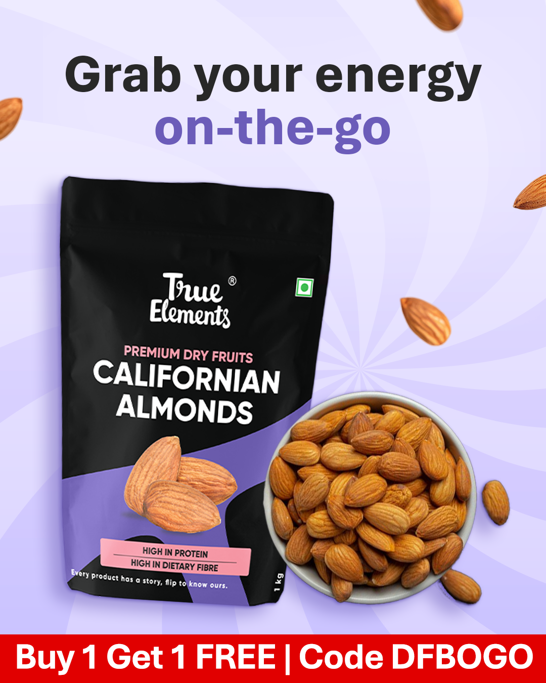 Californian Almonds 1kg - 100% Natural & Whole Almonds