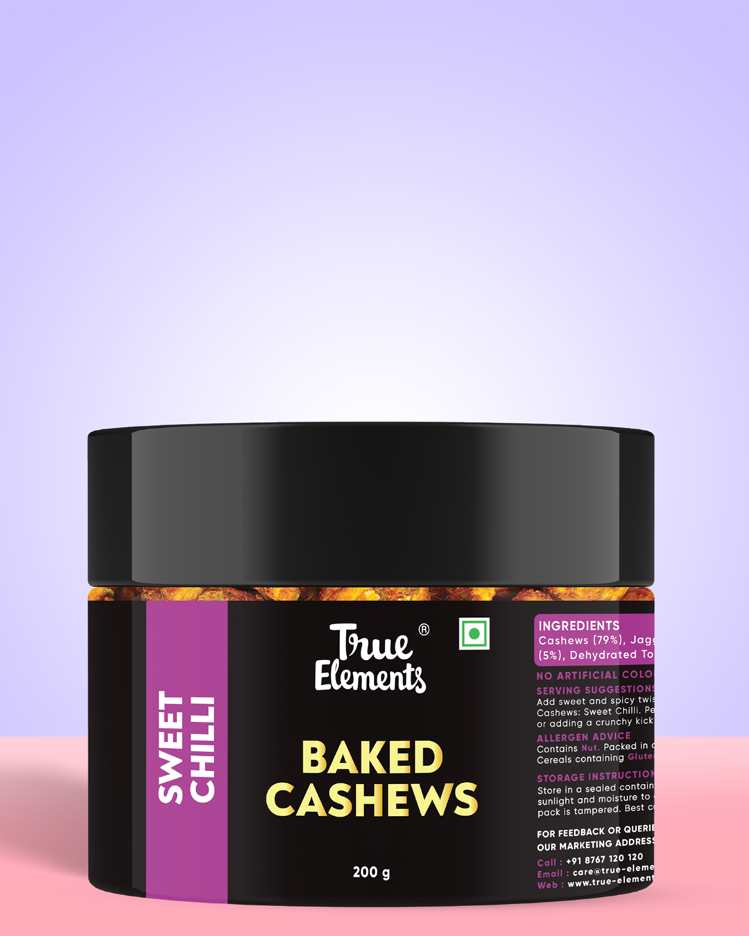 True Elements Baked Cashews Sweet Chilli 200gm Dry Fruits.