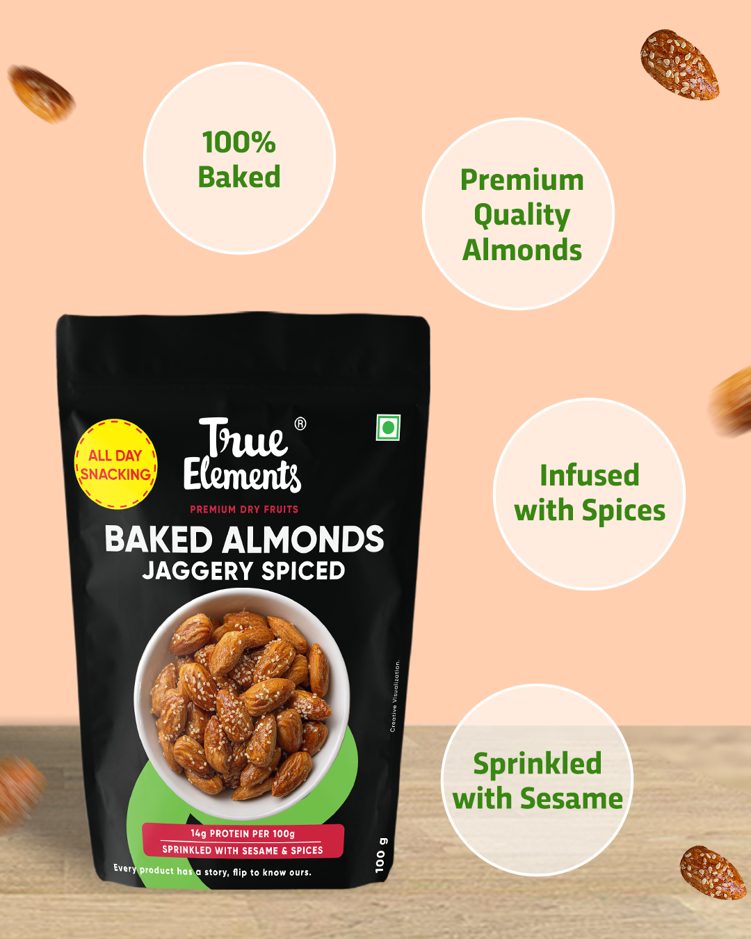 Baked Almonds Jaggery Spiced 100gm