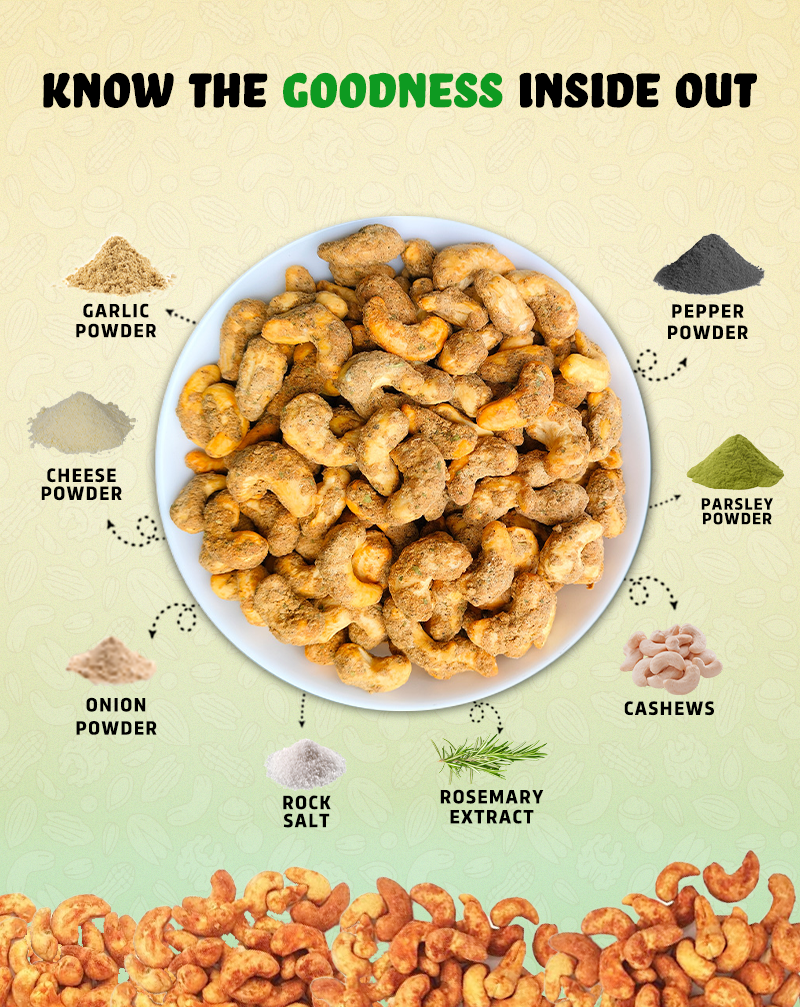 True Elements Baked Cashews Cheesy Onion Dry Fruits Ingredients