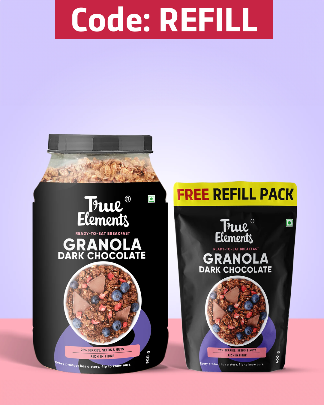 Refill Pack 400g FREE with Granola Dark Chocolate 900g