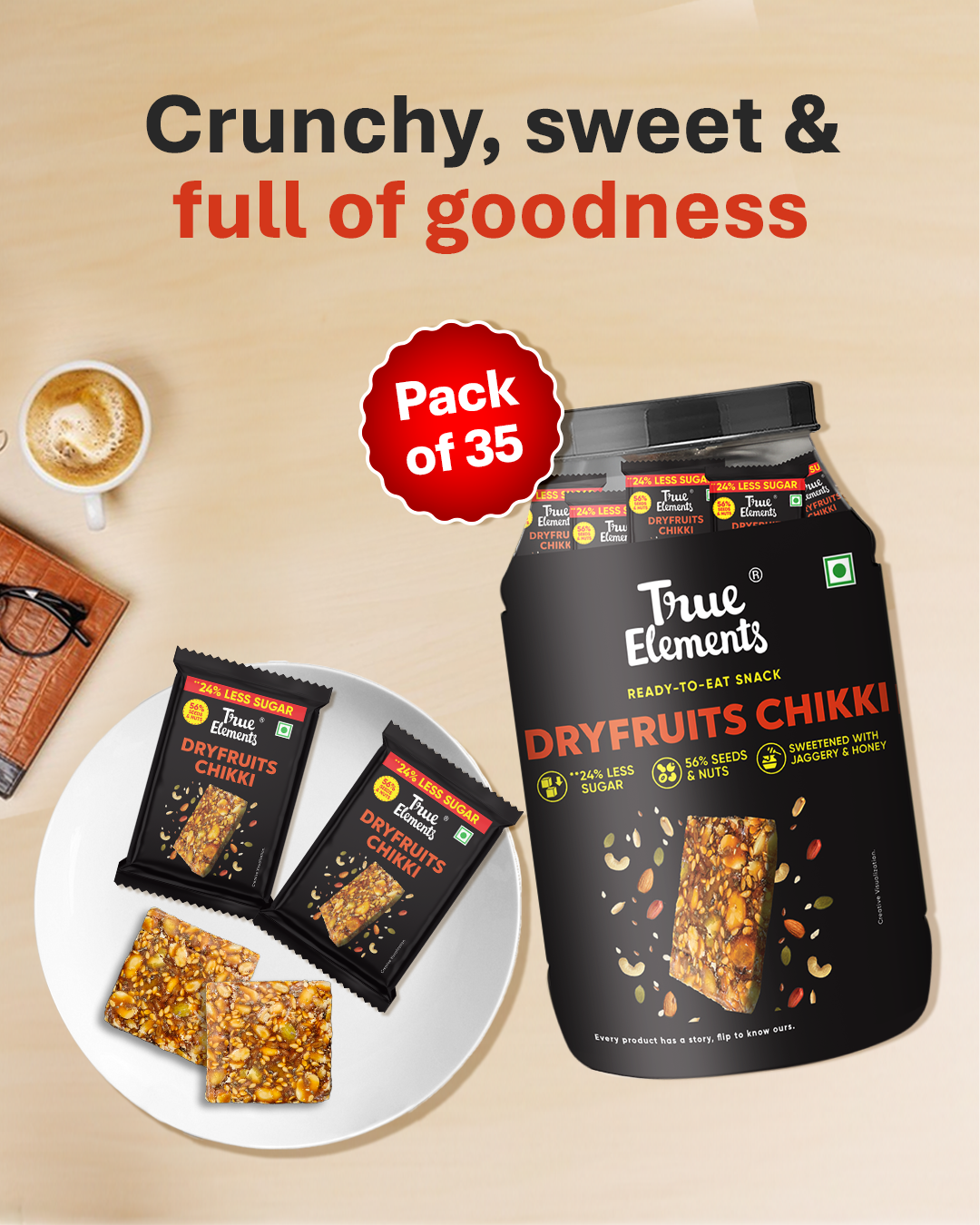 Dryfruits Chikki (Single Serve 20gm * Pack of 35)