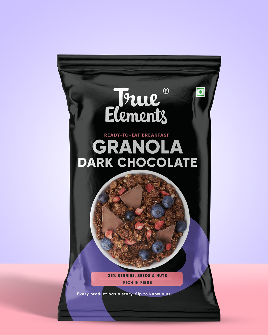 True Elements Dark Chocolate Granola 30gm ready to eat breakfast