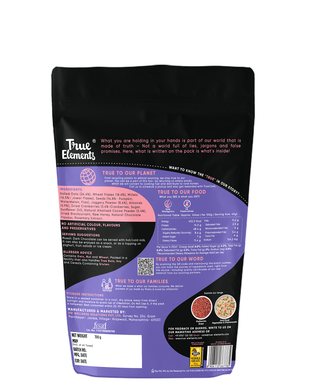 True-Elements-Dark Chocolate-Muesli-Nutritional-Information