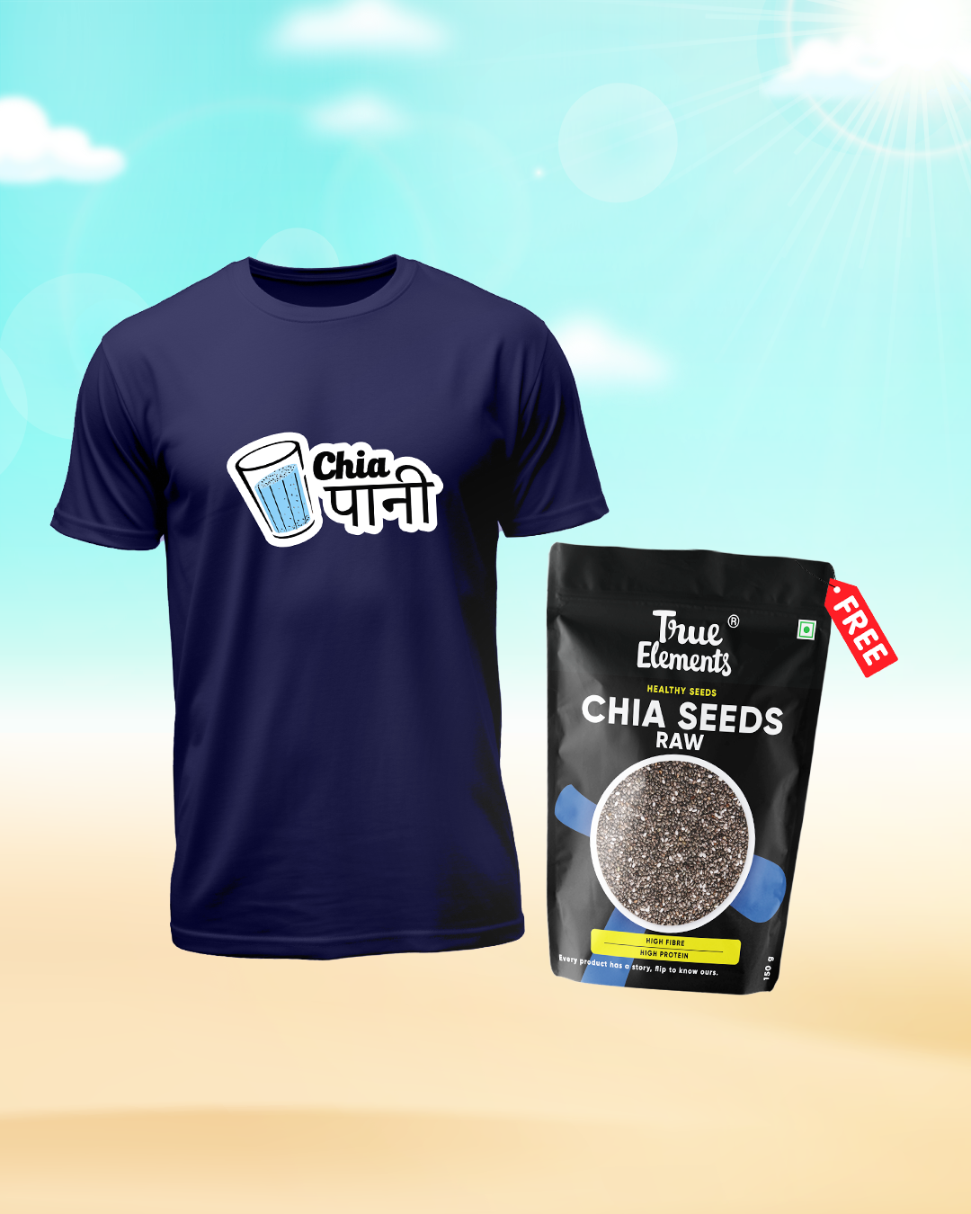 True Elements Official T-shirt + Free Chia Seeds worth Rs.199