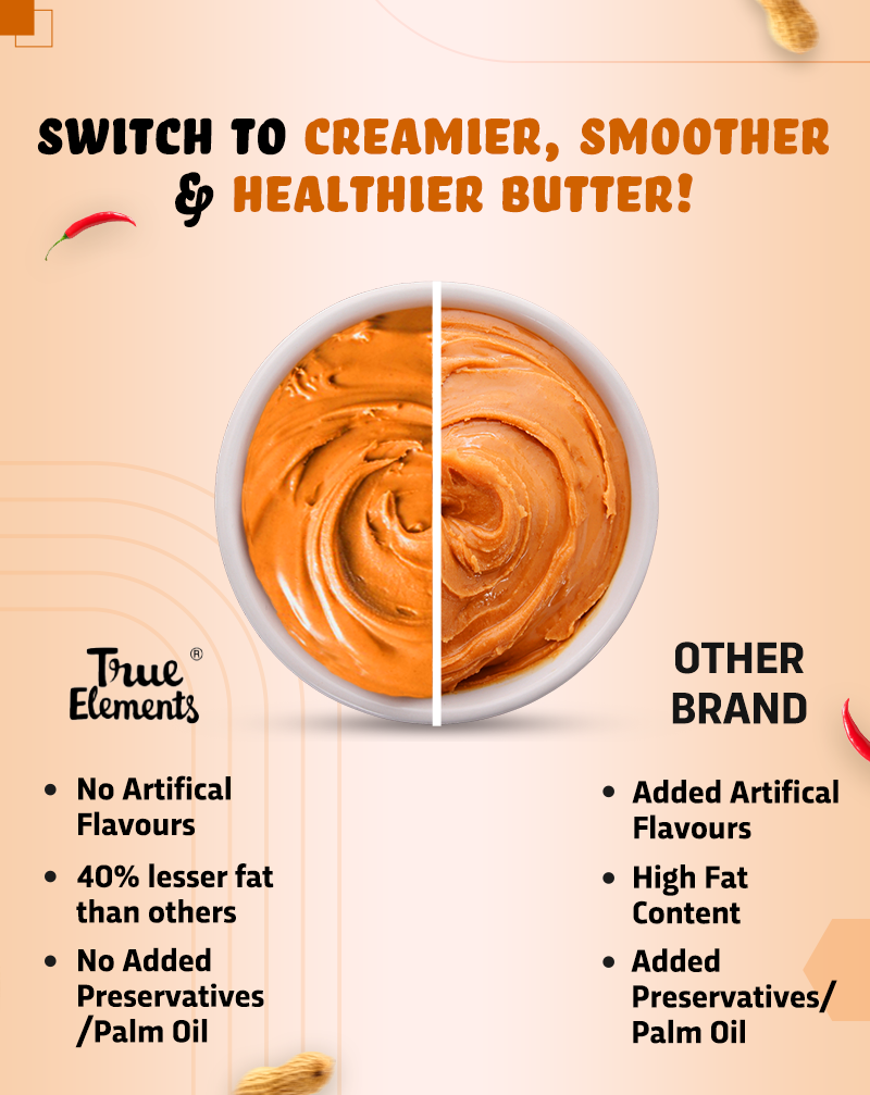 True Elements Peanut Butter Garlic Spiced have no artificial flavors and have no preservatives.