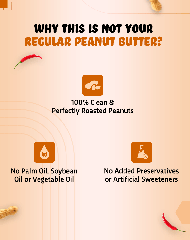 True Elements Peanut Butter Garlic Spiced have 100% clean ingredients and no added preservatives or artificial sweeteners