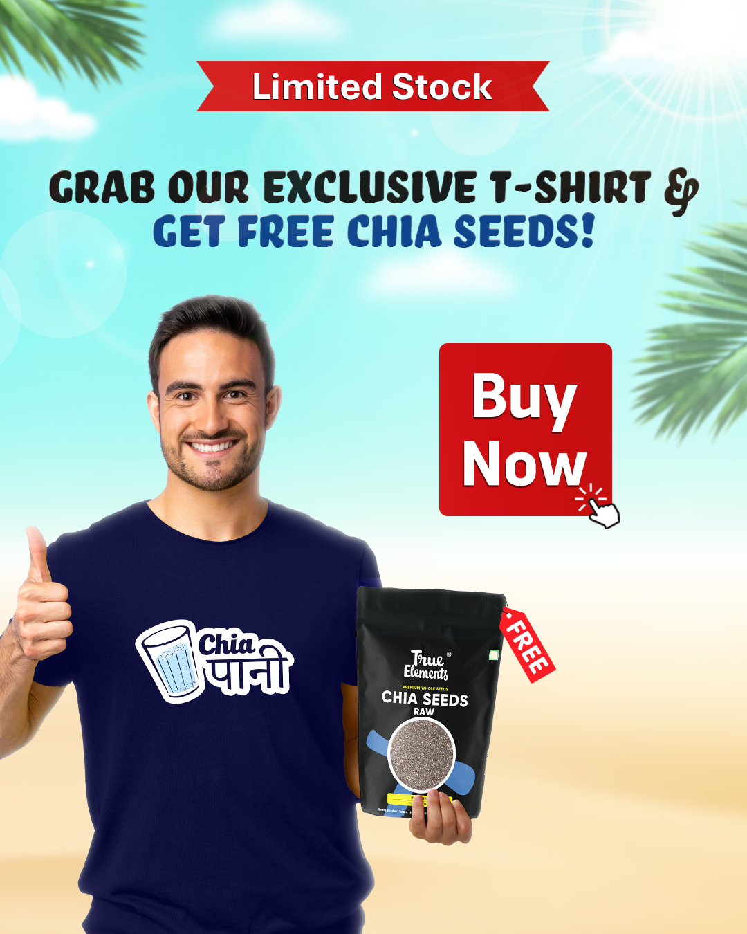 True Elements Official T-shirt + Free Chia Seeds worth Rs.199