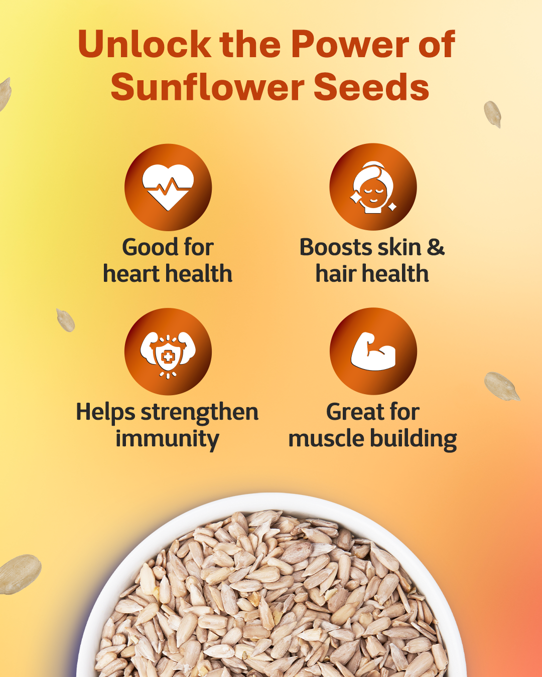 Raw Sunflower Seeds 500g - Good for Skin Health (Contains 25g Protein) - 500g