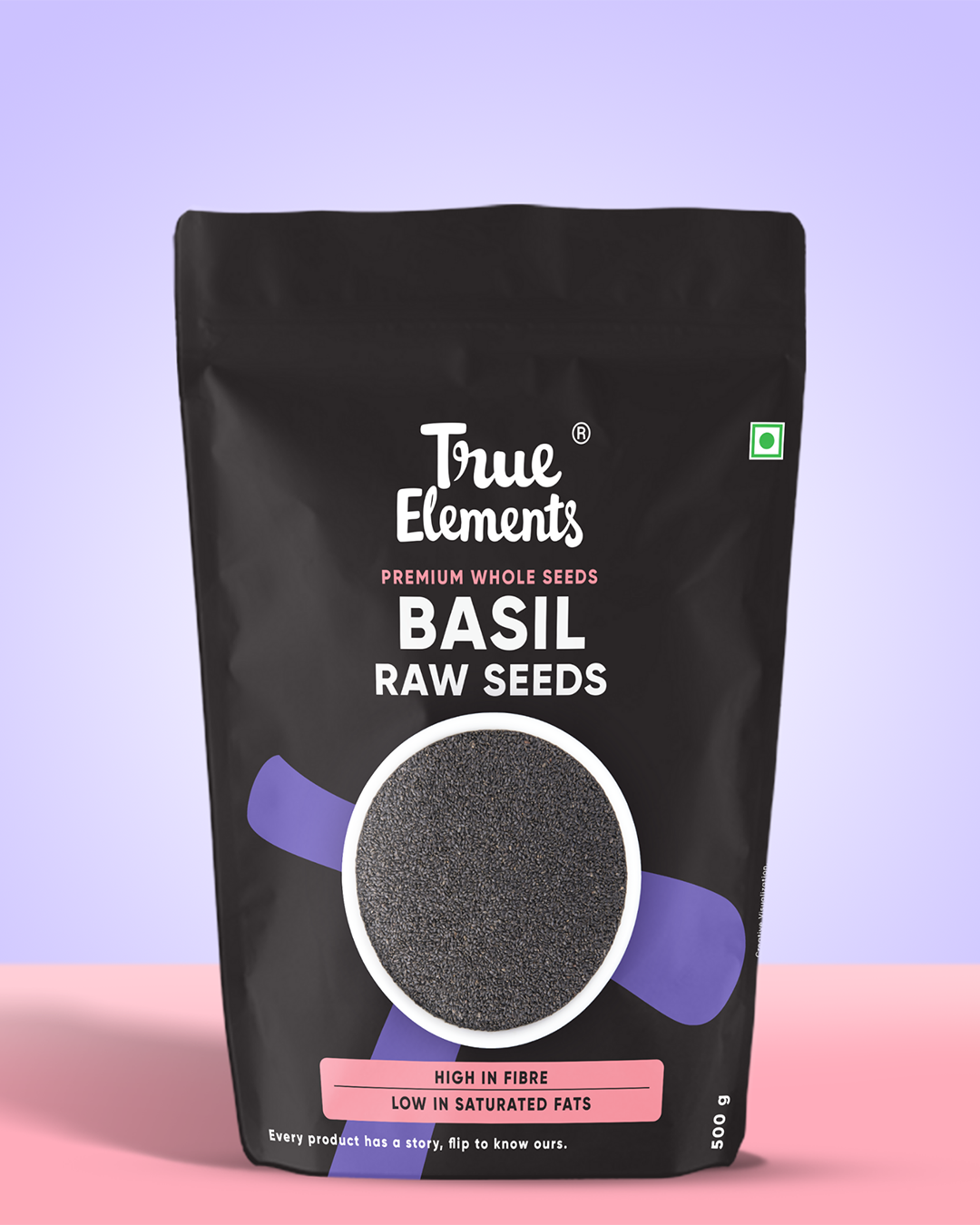True elements raw basil seeds 500g pouch (Premium Whole Seeds)