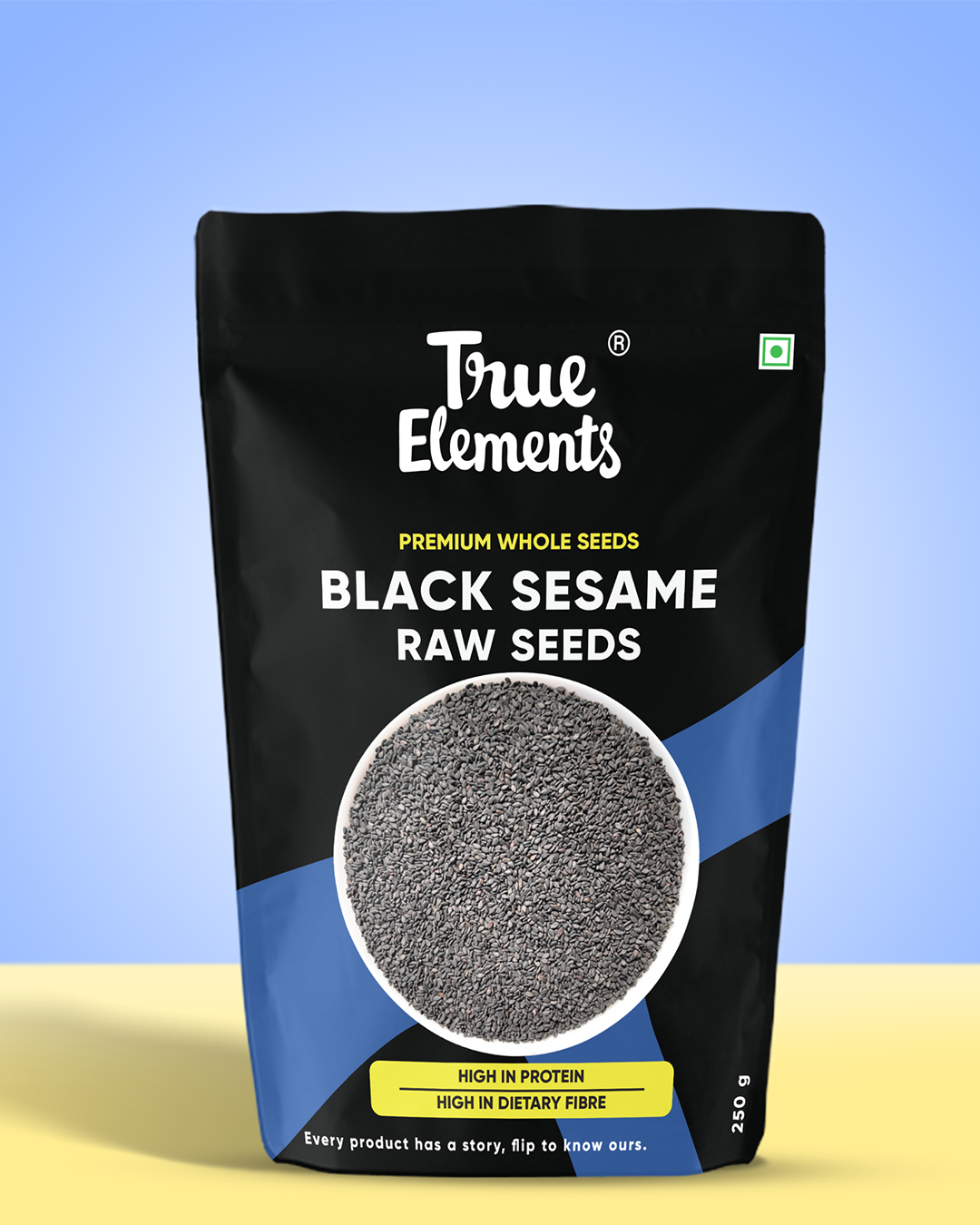 True elements raw black sesame seeds 250g Pouch (Premium Whole Seeds)