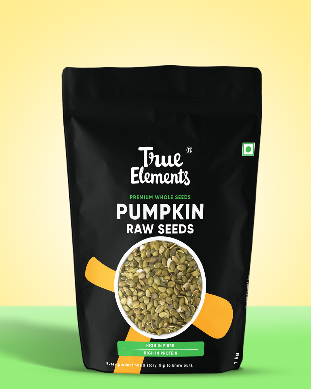 True elements raw pumpkin seeds 1kg Pouch (Premium Whole Seeds)