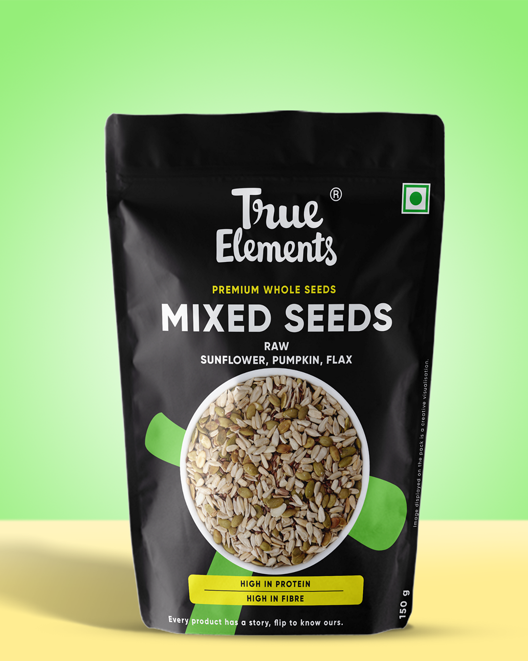 True elements raw mixed seeds (Sunflower, Pumpkin & Flax) 150g Pouch (Premium Whole Seeds)