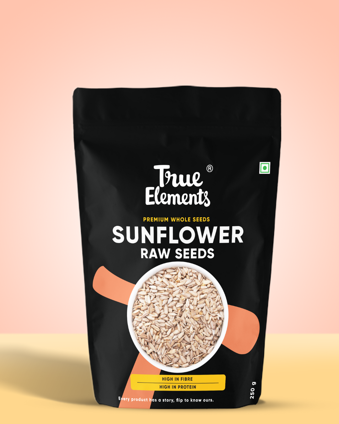 True elements raw sunflower seeds 250g Pouch (Premium Whole Seeds)