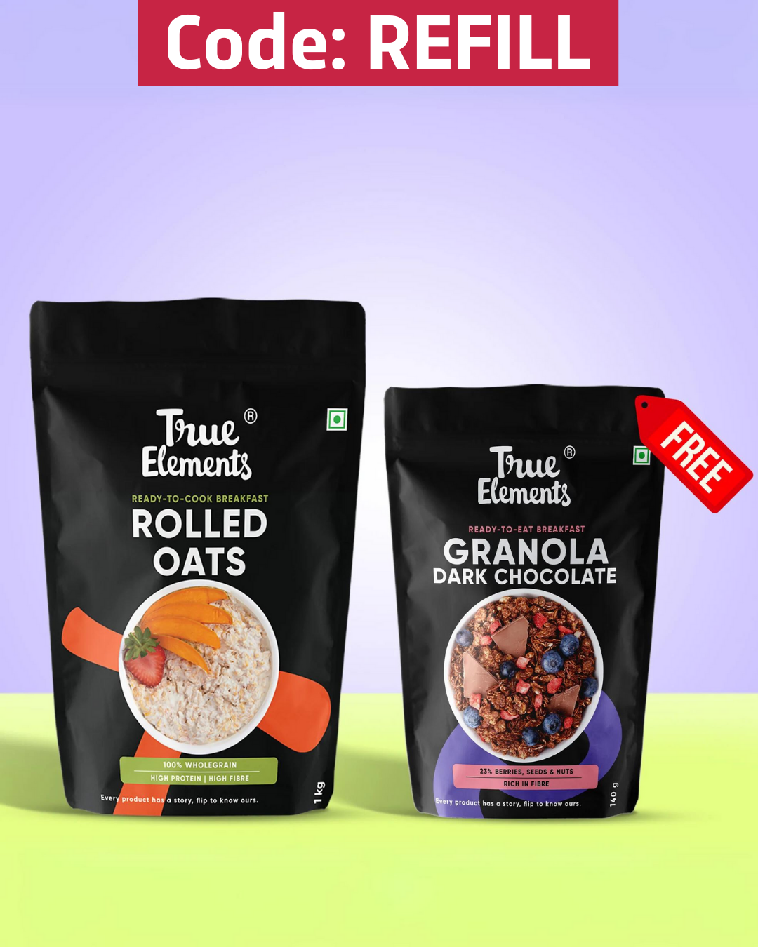Rolled Oats 1Kg (Get Chocolate Granola 140gm FREE)