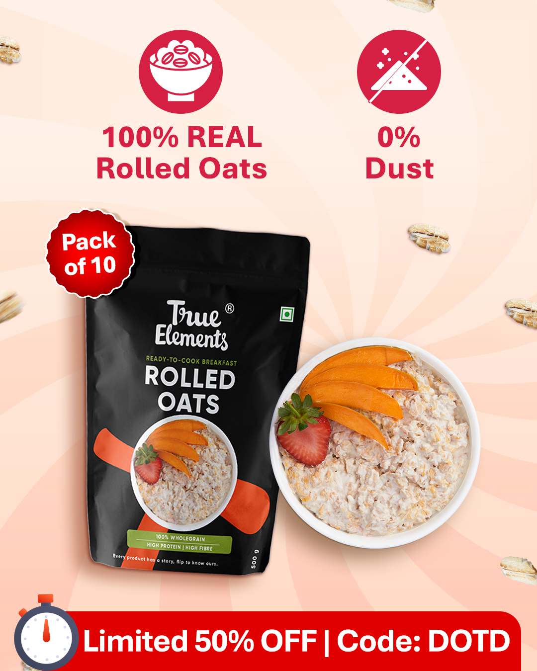 Rolled Oats Pack of 10 - 500gm each