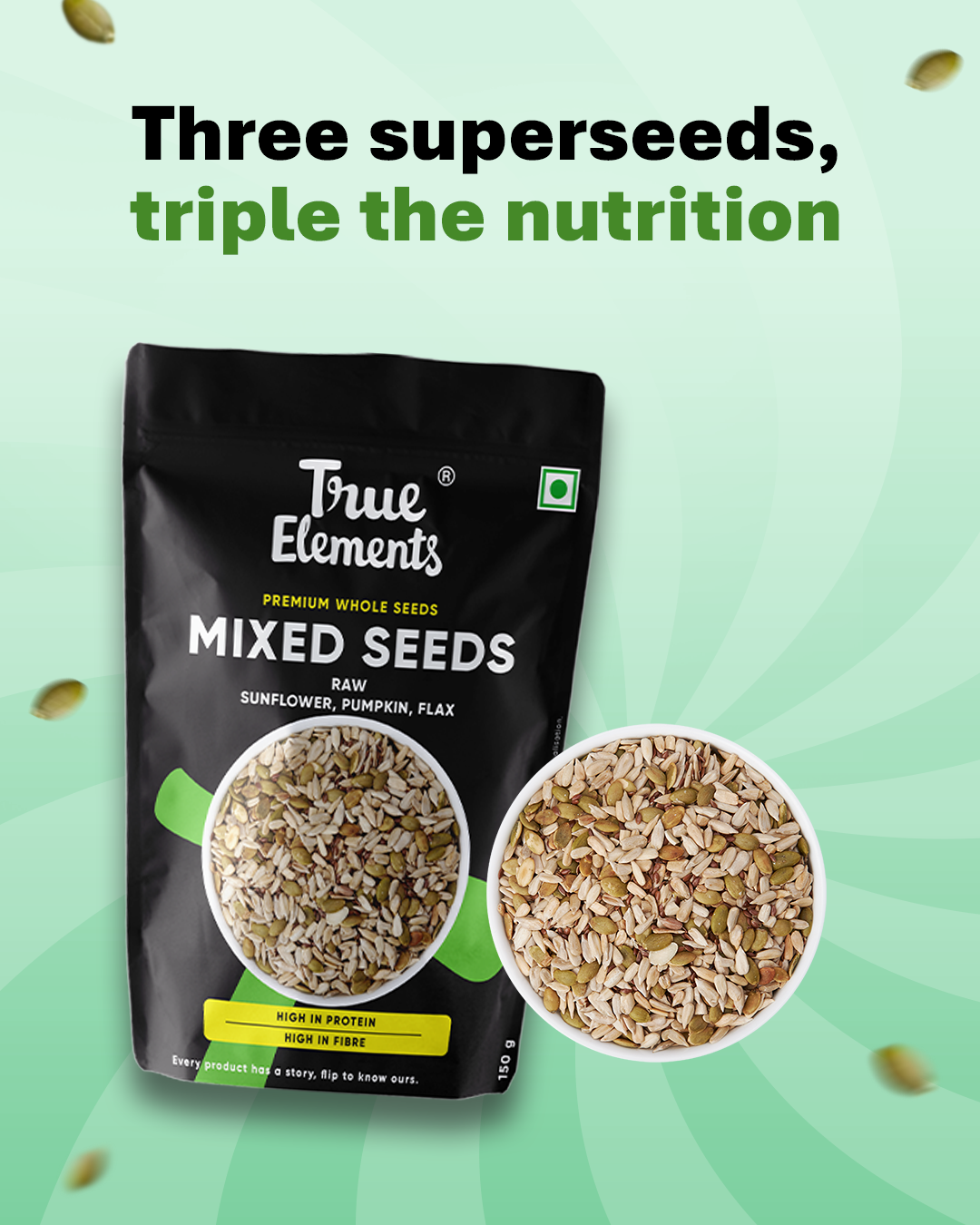 Raw Sunflower Pumpkin & Flax Seeds (30g Protein) - 150g