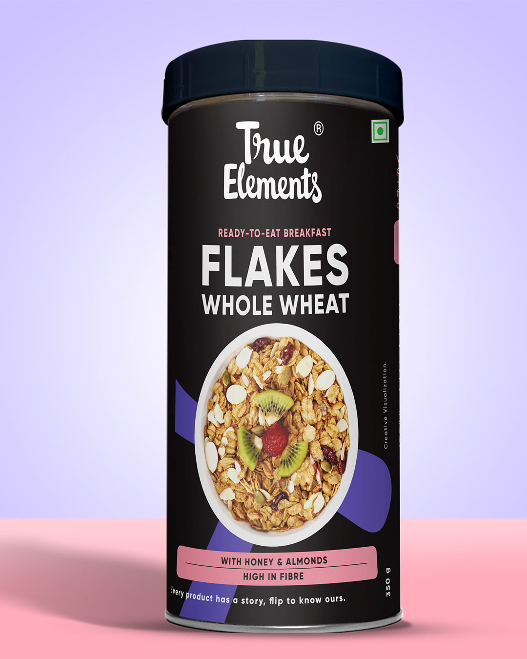 True Elements Wheat flakes With Honey and Almonds 350gm ready to eat breakfast