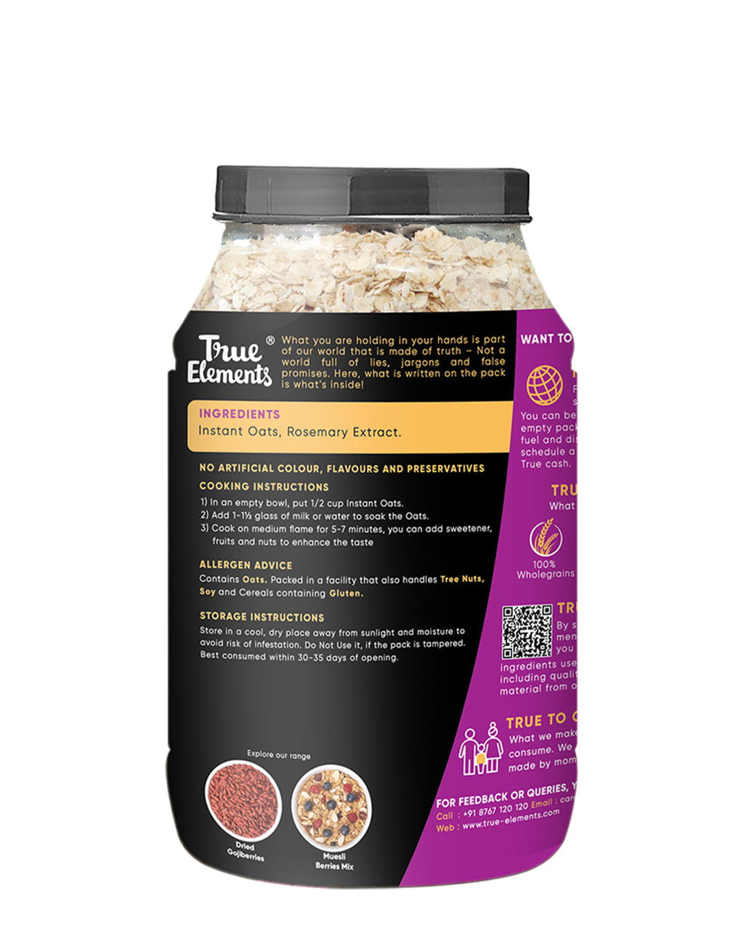 True elements oats ingredients and nutrients 