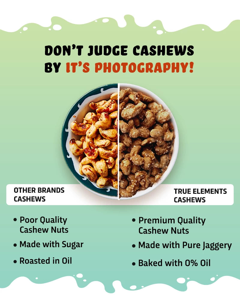 Baked Cashews Jaggery Spiced 250gm - Rich source of Fibre