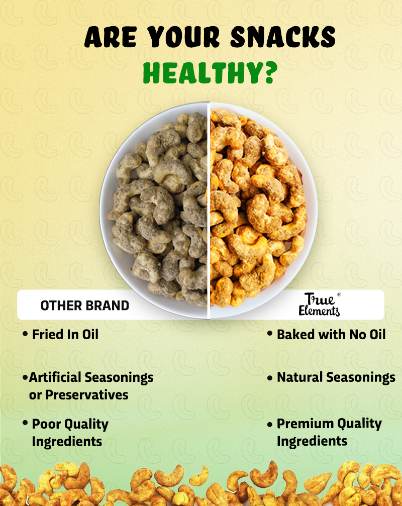 True Elements Baked Cashews Cheesy Onion Dry Fruits baked with 0% oil and Natural seasonings