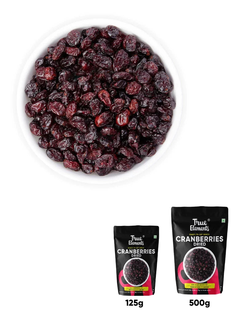 True Elements Dried Cranberries ready to eat snack.