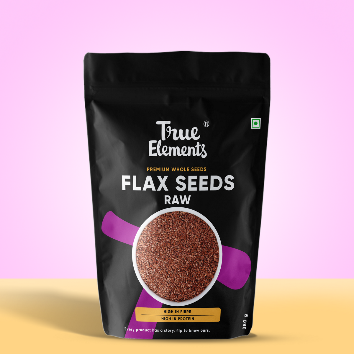 True elements raw flax seeds 250g Pouch (Premium Whole Seeds)