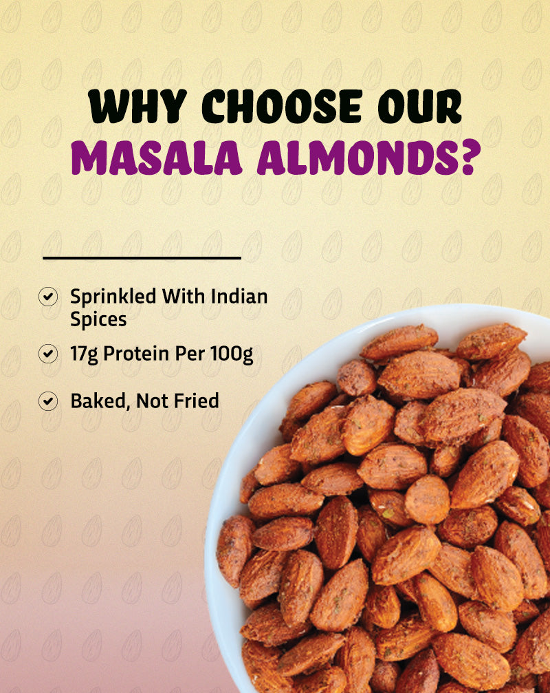 Baked Almonds-Masala 250gm (Contains 22.6g Protein)