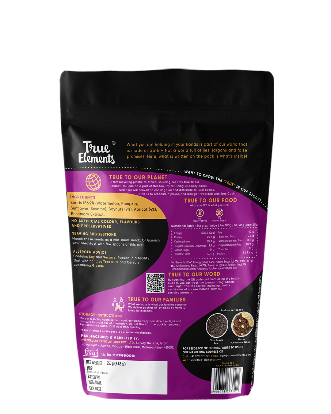 True elements multivitamin mix 250g pack ingredients and nutrients