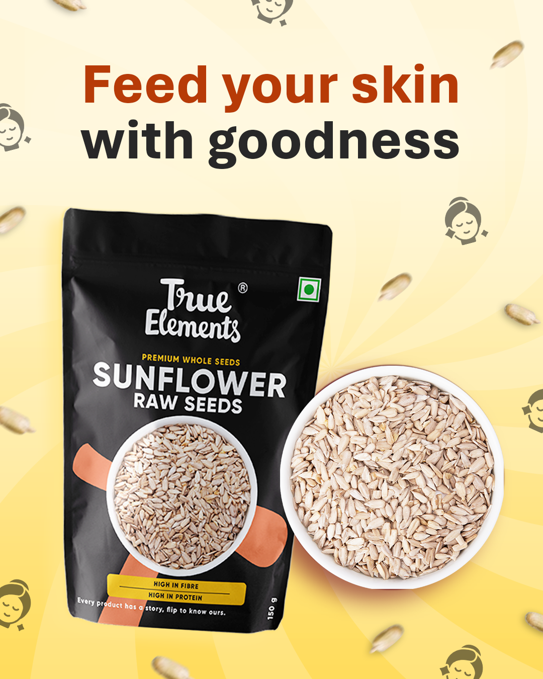 Raw Sunflower Seeds 500g - Good for Skin Health (Contains 25g Protein)