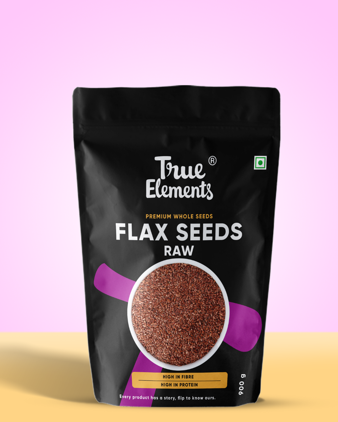 True elements raw flax seeds 900g Pouch (Premium Whole Seeds)