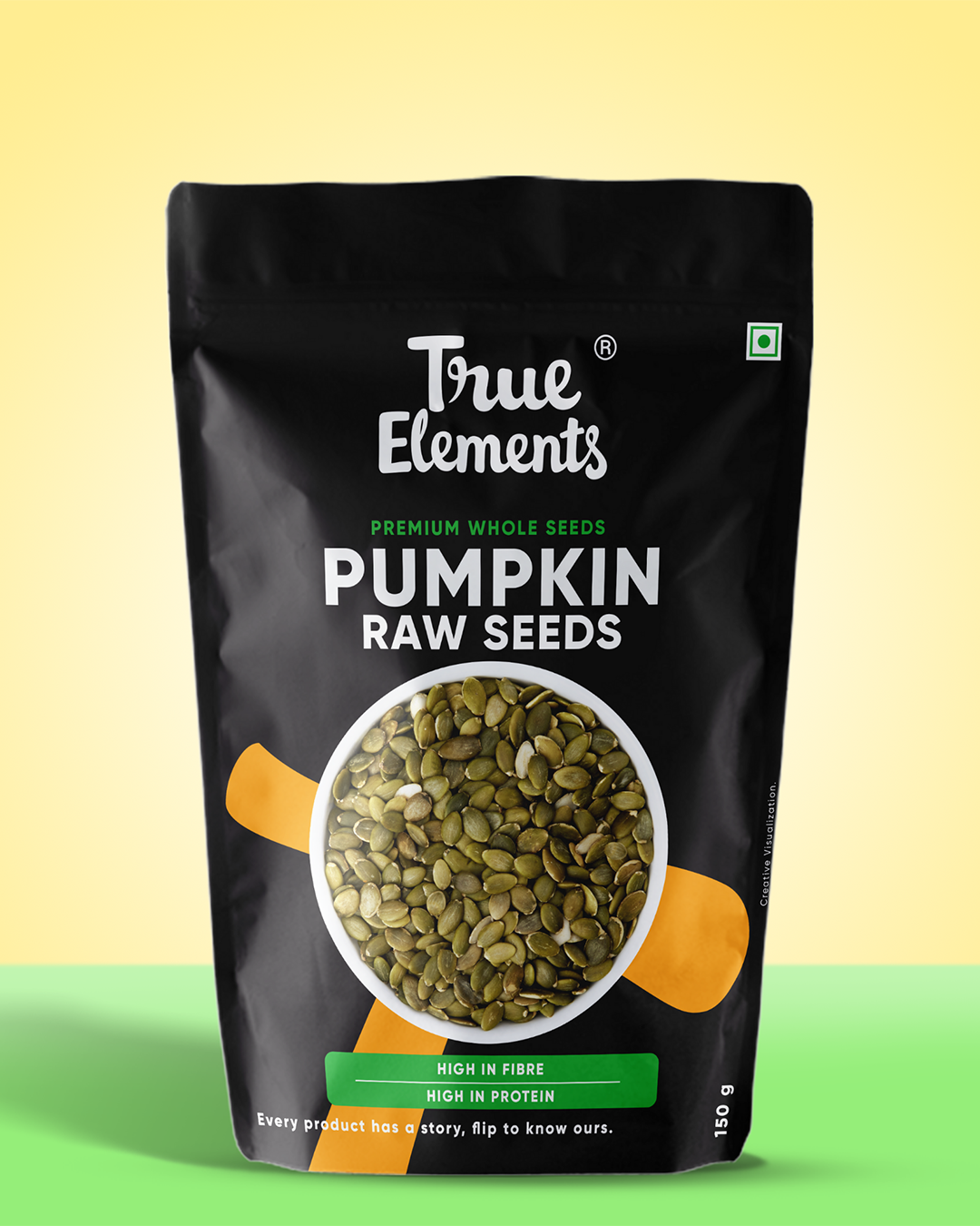True elements raw pumpkin seeds 150g Pouch (Premium Whole Seeds)