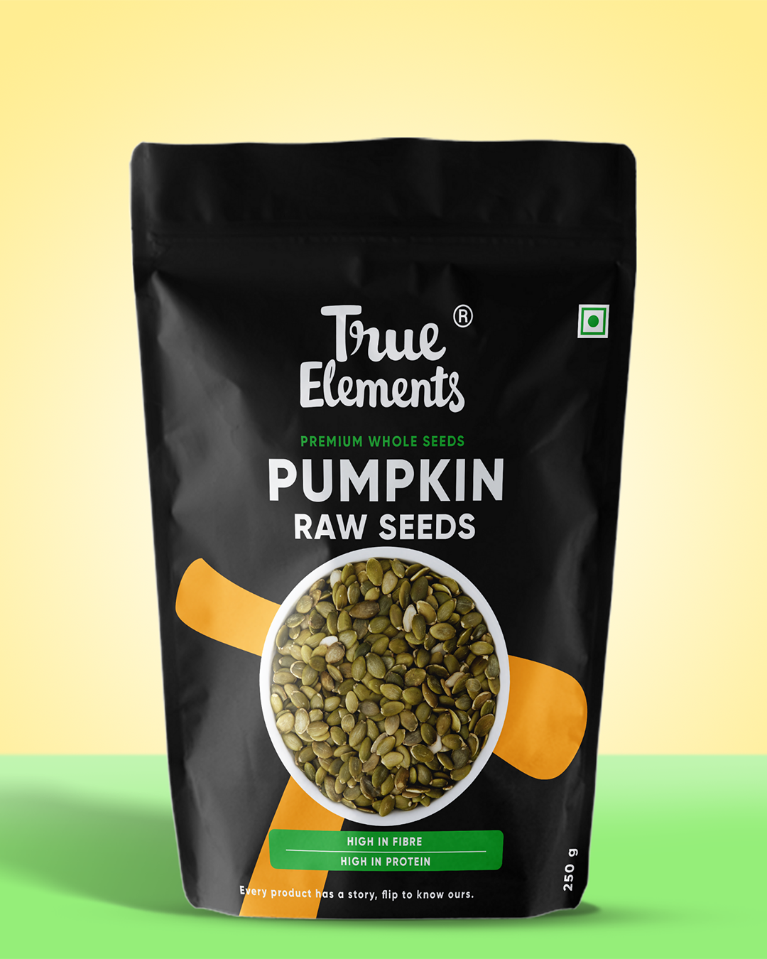 True elements raw pumpkin seeds 250g Pouch (Premium Whole Seeds)