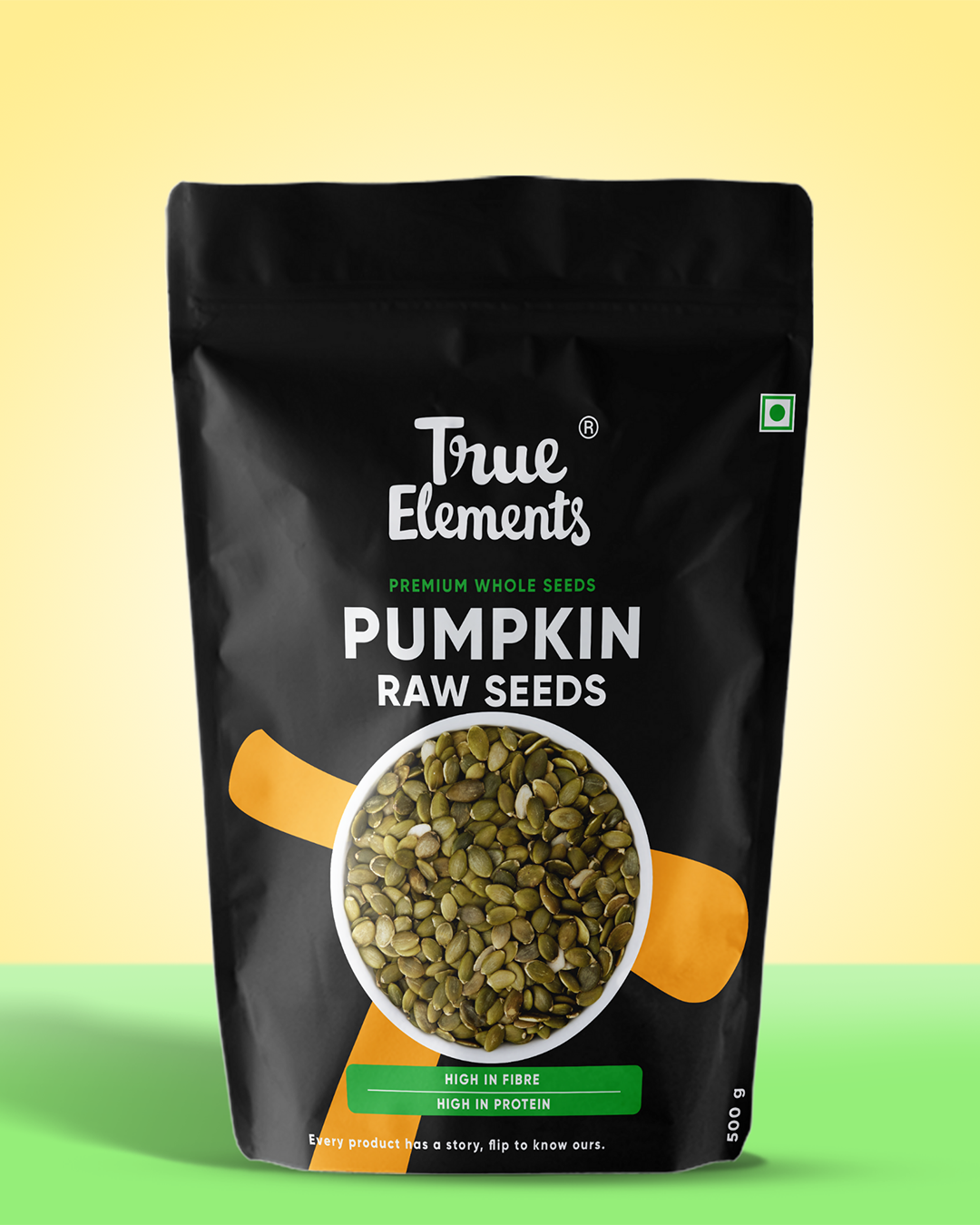True elements raw pumpkin seeds 500g Pouch (Premium Whole Seeds)