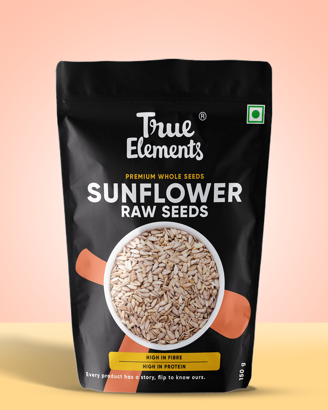 True elements raw sunflower seeds 150g Pouch (Premium Whole Seeds)
